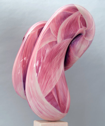 “Muscle Knot“ Conte on Cast Polymer Media with Lacquer, 46”h x 20”w x 16”d by artist Ralph Páquin. See his portfolio by visiting www.ArtsyShark.com