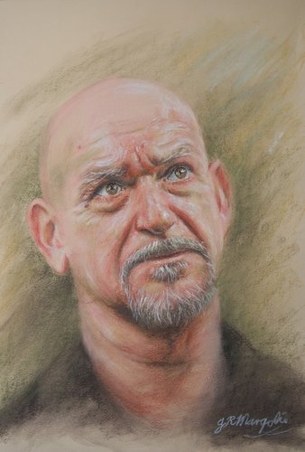 "Ben Kingsley" Pastel on Canson Paper, 70cm x 55cm by artist Jason Margolis. See his portfolio by visiting www.ArtsyShark.com