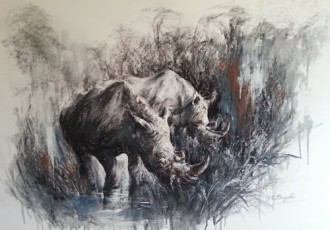 "Endangered" Charcoal and Oils on Fabriano Board, 100cm x 76cm by artist Jason Margolis. See his portfolio by visiting www.ArtsyShark.com