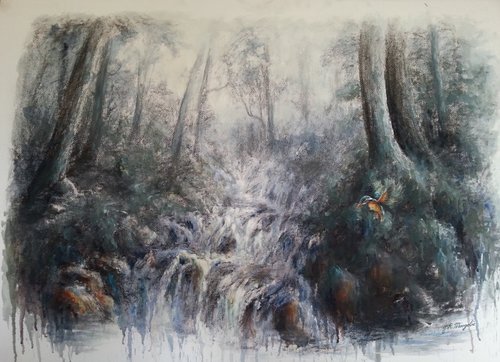 "King of the Cascades" Charcoal and Oils on Fabriano Board, 100cm x 76cm by artist Jason Margolis. See his portfolio by visiting www.ArtsyShark.com