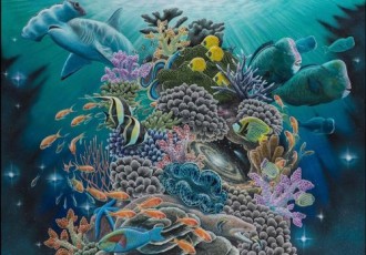 "Living Reef" 36" x 48" by artist Ryan Sobel. See his portfolio by visiting www.ArtsyShark.com