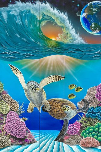 "Turtle Reef" Mural, Acrylic on Aluminum Panels, 12' x 9' by artist Ryan Sobel. See his portfolio by visiting www.ArtsyShark.com