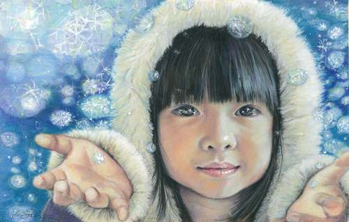 “Snow Magic” Colored Pencil and Ink on Paper, 10” x 16” by artist Lis Zadravec. See her portfolio by visiting www.ArtsyShark.com