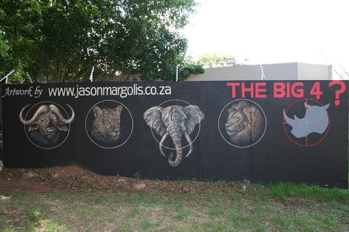 The Big 4 Mural, Public wall in Johannesburg, Approx. 10m x 3m by artist Jason Margolis. See his portfolio by visiting www.ArtsyShark.com