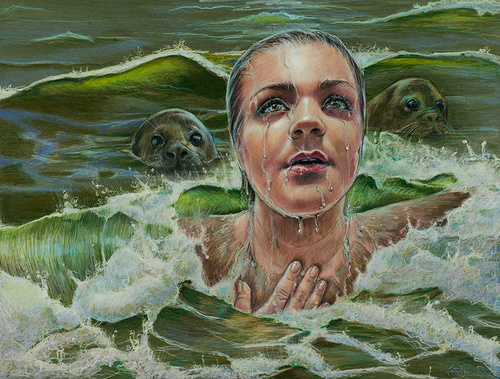 “The Conversion” Colored Pencil on Paper, 19” x 25” by artist Lis Zadravec. See her portfolio by visiting www.ArtsyShark.com