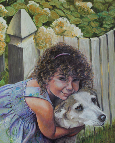 “Lovies at the Gate” Colored Pencil, Ink and Gouache on Paper, 18” x 25” by artist Lis Zadravec. See her portfolio by visiting www.ArtsyShark.com
