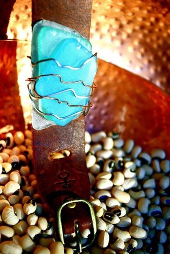 Seaglass bracelet by artist Cheryl Pesce. Read her artist interview at www.ArtsyShark.com