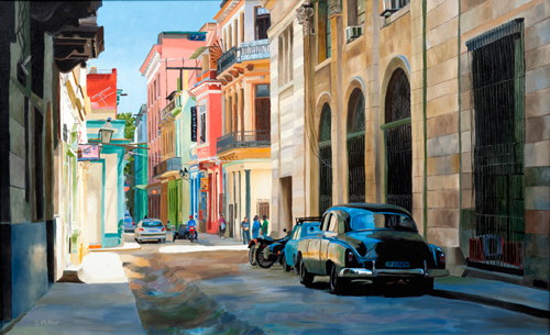 “Havana” Oil on Canvas, 32” x 20” by artist Sue Miller. See her portfolio by visiting www.ArtsyShark.com