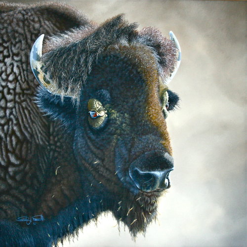 “Bison Legend” Acrylic, 32" x 32" by artist David L. Prescott. See his portfolio by visiting www.ArtsyShark.com
