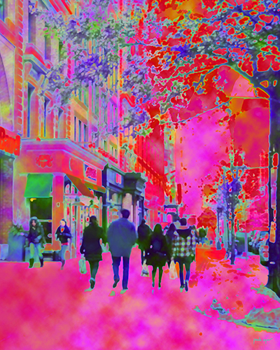  “Boylston Street” Digital Mixed Media, 16” x 20” by artist Paula Ogier. See her portfolio by visiting www.ArtsyShark.com