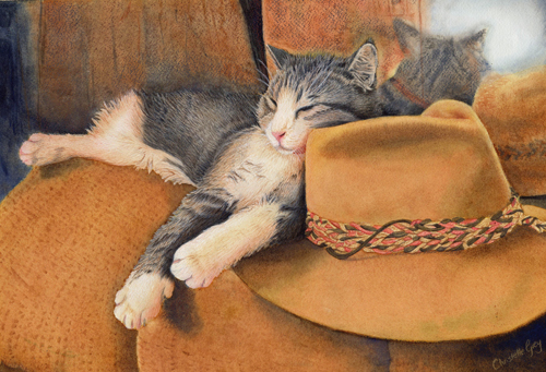 “Companion” Watercolour, 30cm x 43cm by artist Christelle Grey. See her portfolio by visiting www.ArtsyShark.com