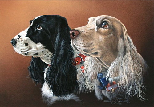 “Domino and Lily” Gouache, 12" x 16" by artist David L. Prescott. See his portfolio by visiting www.ArtsyShark.com