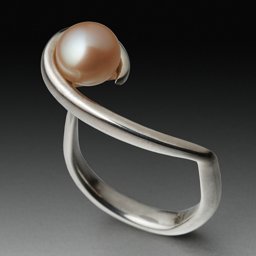 “Inclining Pearl” Ring, Sterling Silver Fork Tines, Natural Pearl, 1” x 1” x 1” by artist Don Kelley. See his portfolio by visiting www.ArtsyShark.com