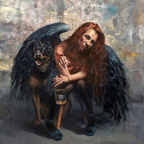 "Ol-faithful" oil on canvas, 86.5 cm x 86.5 cm, in Hamish Blakely's Unemployed Angels Series. Read his story at www.ArtsyShark.com