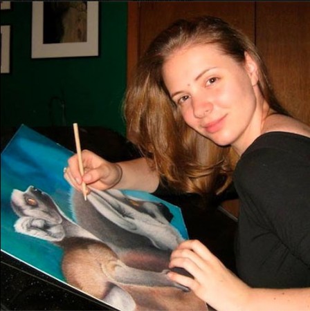 Colored pencil artist Corrina Thurston at work. This inspirational entrepreneur started a business despite severe health and energy limitations. She offers tips for others, at www.ArtsyShark.com