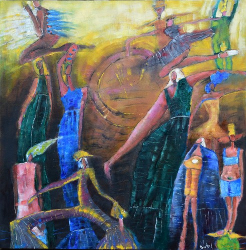 "Pray for Humanity" Oil on Canvas, 24" x 24" by artist Lisa Bartell. See her portfolio by visiting www.ArtsyShark.com