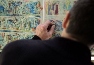 Artist Russell Christian appears in a video about his studio.