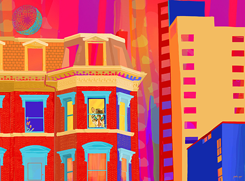 “South End Samba” Digital Painting, 16.5” x 22” by artist Paula Ogier. See her portfolio by visiting www.ArtsyShark.com