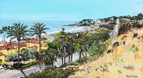 “Breath of Malibu” Ink, Oil and Acrylic on Canvas, 35" x 64" by artist Brooke Harker. See her portfolio by visiting www.ArtsyShark.com