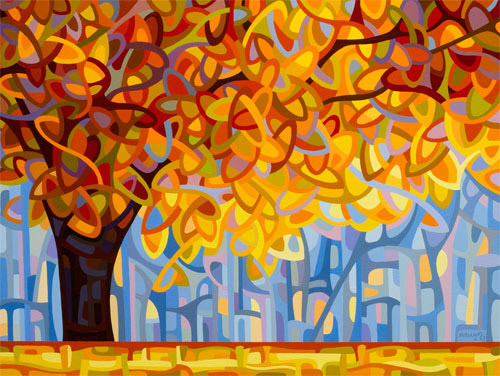 “October Gold” Acrylic on Wood, 16” x 20” by artist Mandy Budan. See her portfolio by visiting www.ArtsyShark.com