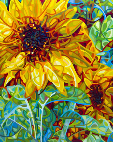 “Summer In The Garden” Acrylic on Wood, 24” x 30” by artist Mandy Budan. See her portfolio by visiting www.ArtsyShark.com