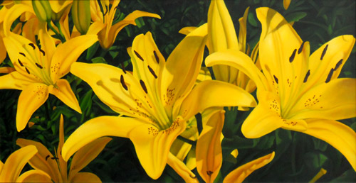 “Consider the Lilies” Oil, 24” x 48” by artist Theresa Otteson. See her portfolio by visiting www.ArtsyShark.com