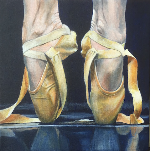“Hot Shoes” Acrylic on Canvas, 10" x 10” by artist Clive Duff Gordon. See his portfolio by visiting www.ArtsyShark.com