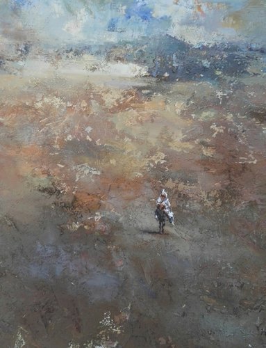 “Coming Home” Mixed Media on Canvas, 89cm x 89cm by artist Rachid Hanbali. See his portfolio by visiting www.ArtsyShark.com