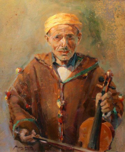 “Musician” Oil on Canvas, 75cm x 56cm by artist Rachid Hanbali. See his portfolio by visiting www.ArtsyShark.com