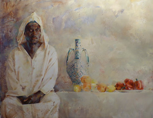 “The Noble African” Oil on Canvas, 100cm x 81cm by artist Rachid Hanbali. See his portfolio by visiting www.ArtsyShark.com