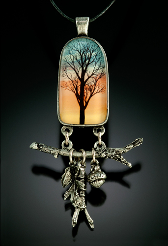 “Winter Tree Dome Setting” Pewter, Art and Resin, 3.5" by artist Laurie Leonard. See her portfolio by visiting www.ArtsyShark.com