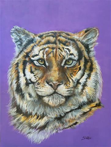 “Lavender Tiger” Acrylic, 30” x 36” by artist Shelby Willis. See her portfolio by visiting www.ArtsyShark.com