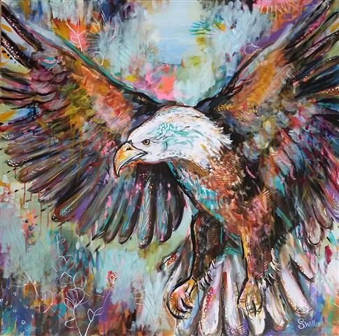 “Ruler of the Skies” Acrylic, 36” x 36” by artist Shelby Willis. See her portfolio by visiting www.ArtsyShark.com
