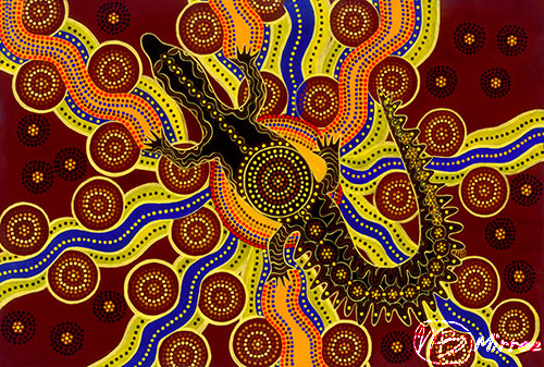 “Crocodile Dreaming – Power” Acrylic, 90cm x 60cm by artist Mirree Louise Bayliss. See her portfolio by visiting www.ArtsyShark.com