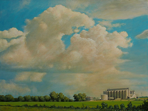 "Building Up" Acrylic on Masonite, 30" x 40" by artist Daniel Coston. See his portfolio by visiting www.ArtsyShark.com