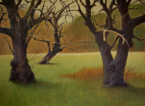 "Dance of the Mulberries" Acrylic on Masonite, 36" x 48" by artist Daniel Coston. See his portfolio by visiting www.ArtsyShark.com