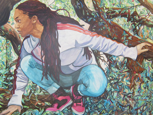 “Huntress” Acrylic on Board, 30” x 40” b artist Denise Fulton. See her portfolio by visiting www.ArtsyShark.com