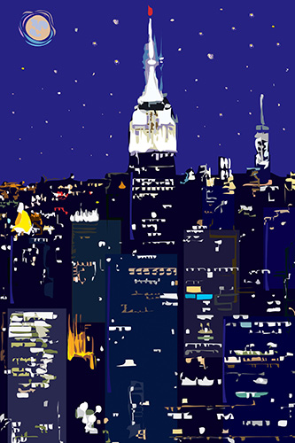 "NYC Skyline #1" Archival Ink on Paper, Various Sizes by artist Mark Hurd. See his portfolio by visiting www.ArtsyShark.com