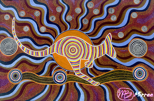 “Red Kangaroo – Moving Forward” Acrylic, 90cm x 60cm by artist Mirree Louise Bayliss. See her portfolio by visiting www.ArtsyShark.com