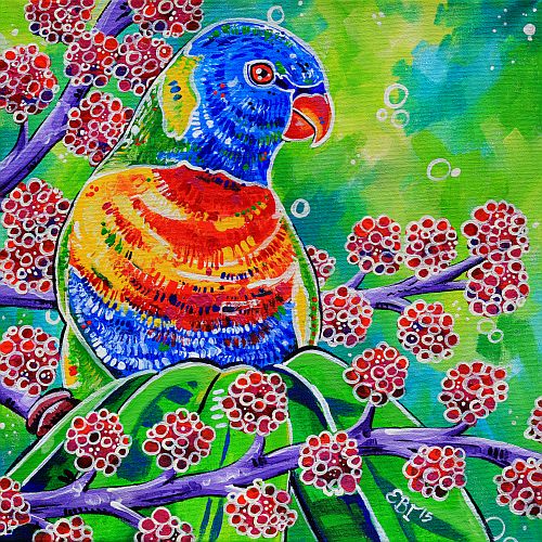 “Tweety” Acrylic on Stretched Canvas, 35cm x 35cm by artist Eve Izzett. See her portfolio by visiting www.ArtsyShark.com