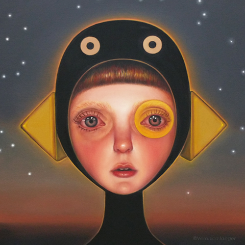“Stellar Girl” Oil on Canvas, 24” x 24” by artist Veronica Jaeger. See her portfolio by visiting www.ArtsyShark.com