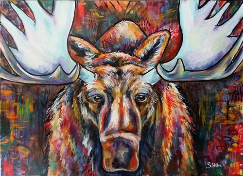 “Moose” Acrylic, 30” x 40” by artist Shelby Willis. See her portfolio by visiting www.ArtsyShark.com