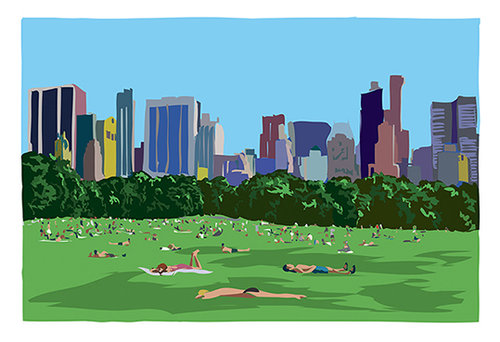 "The Sheep Meadow" Archival Ink on Paper, Various Sizes by artist Mark Hurd. See his portfolio by visiting www.ArtsyShark.com