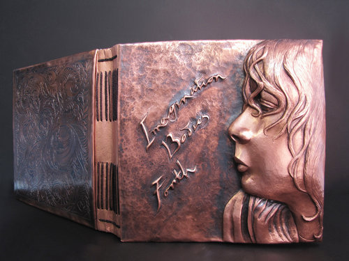“Imagination Bodies Forth” Copper, Photo Papers, Japanese Stick Inks and Gouache Book, 6” x 6” x 2” by artist Victoria Lansford. See her portfolio by visiting www.ArtsyShark.com