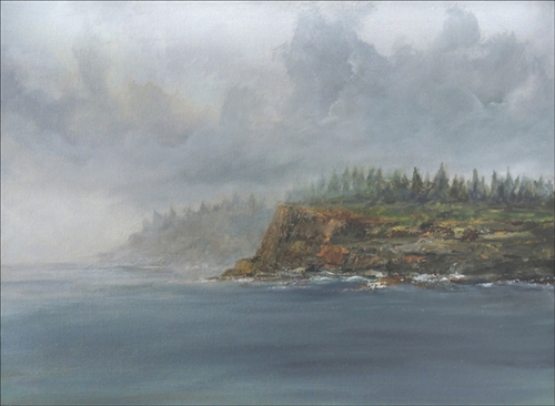 "Foggy Maine" Oil, 12" x 16" by artist Peter Laughton. See his portfolio by visiting www.ArtsyShark.com