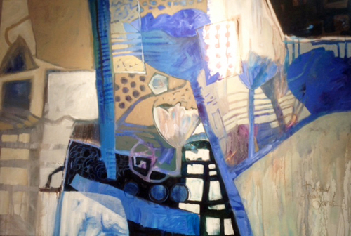 “Bold Blues” Acrylic on Canvas, 40” x 60” by artist Dorothy Ganek. See her portfolio by visiting www.ArtsyShark.com