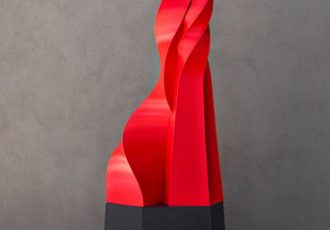 Artist Kevin Caron's sculpture "Epic Swoon" was created using 3D printing technology. See the article at www.ArtsyShark.com
