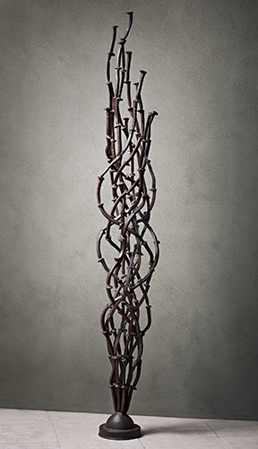 “TwistTie” Patinated Steel, 95" x 12" x 12" by artist Kevin Caron. See his portfolio by visiting www.ArtsyShark.com