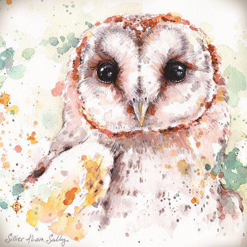 “Australian Barn Owl” Watercolour, 21cm x 21cm by artist Sally Walsh. See her portfolio by visiting www.ArtsyShark.com