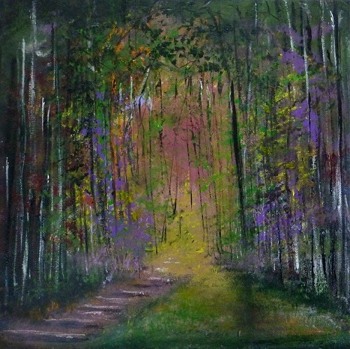 “Pursue a Path in Which You can Walk with Love” Acrylic on Canvas, 14” x 14” by artist Yossi Sigura. See his portfolio by visiting www.ArtsyShark.com